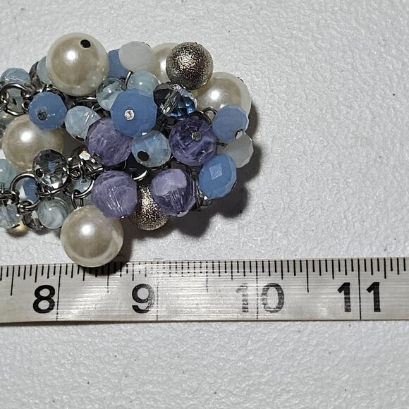 Chunky Beaded Cluster Statement Necklace Faux Pearls Pastel Crystal Beads Women - Picture 6 of 6